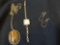 Vintage unmarked necklace, Elbon Watch with broken clasp, monet earrings