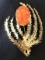 Brooch/Pin with genuine coral marked STER