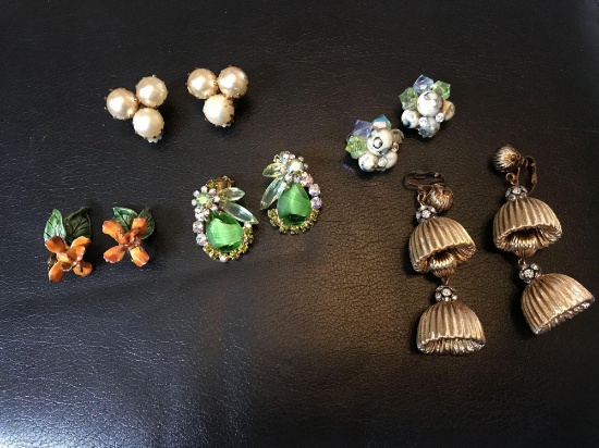 Vintage costume clip on earrings