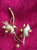 HOBE 12k PIN BRANCH WITH PEARLESCENT BIRD & cat?