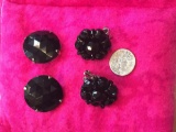 Two pair of vintage HOBE JEWELERY clip on earrings black gemstones