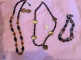 Vintage black and brass necklaces and earrings