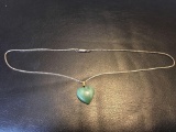 Krementz marked Chain with Green stone heart