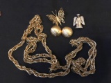 Monet necklace, pens, earrings