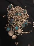 Loose beads and parts to silver necklace