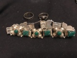 Sterling bracelet marked Mexico and 2 Sterling rings