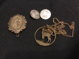 Vintage pin, earrings and necklace