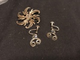 Women's pin & Earrings marked 925