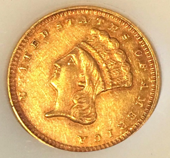 GOLD 1874 Type 3 Indian Princess Large Head $1 Gold Coin Estimated AU