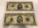 2x-1935 $5.00 Silver Certificate