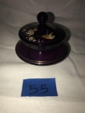 Small glass purple bowl with lid