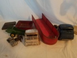 Miscellaneous antique metal tractors and trailer