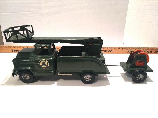 1960's Buddy L Bell Telephone Truck with Line Trailer-Original Condition