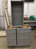Cabinets gray , 3 drawer base 15? x 18?, 3 drawers base 21 x18,,,18 x 36,,