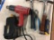 Milwaukee Heat Gun, 2 Hammers, drywall saw, plyers, toughbuilt tool holders