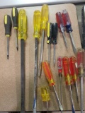 Large collection of Stanley, craftsman Husky Screwdrivers and pry bars