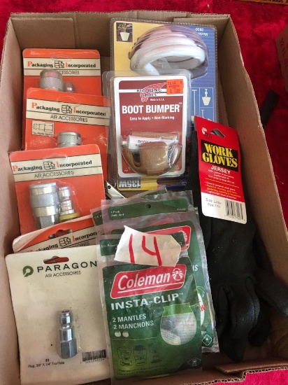 Box of Misc. Packing Incorporate Air Accessories, red wing boot Bumper and more