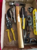 Misc. Lot: hammer, level, clamps for light and more