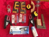 Misc. Items: Crawford Screw-in Storage hooks, plier Stapler and more