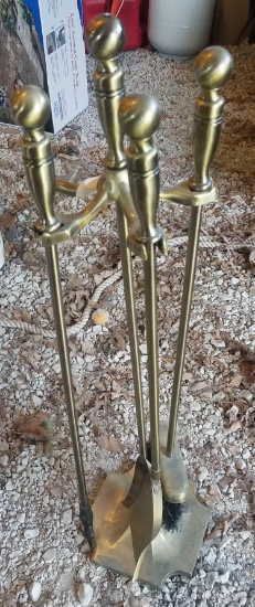 Fireplace metal Gold plated tool set