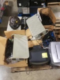 Full Pallet of office equipment: file, organizers, papaer shredder, radio, scanners