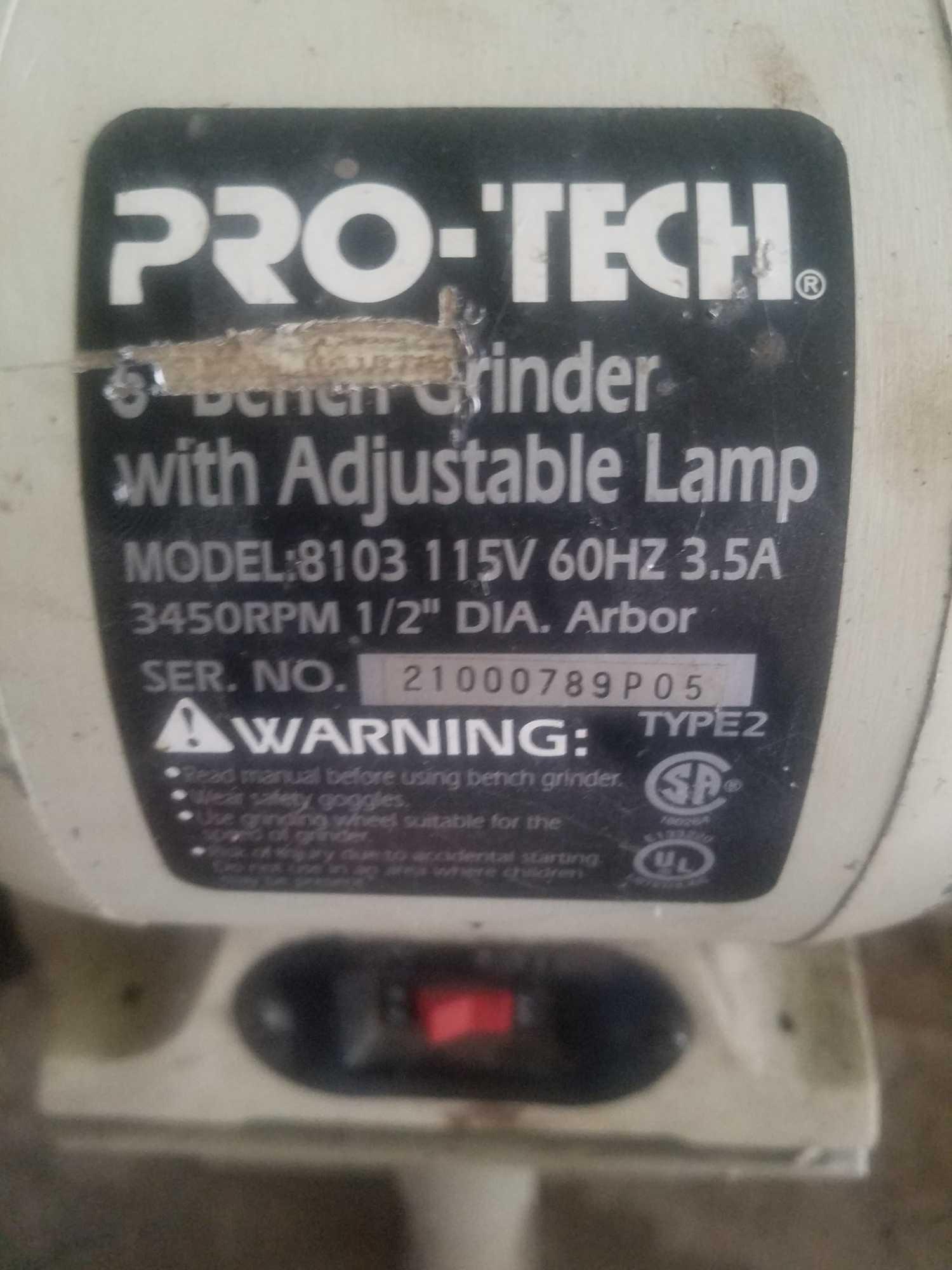 Pro Tech 6 Bench Grinder With Adjustable Lamp Heavy
