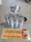 Miscellaneous: killer beans laminated sign, 4 Purofine Xikar butane cans, Glass Jar with lid