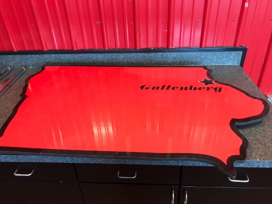 Gutenberg Iowa sign With LED lights on back