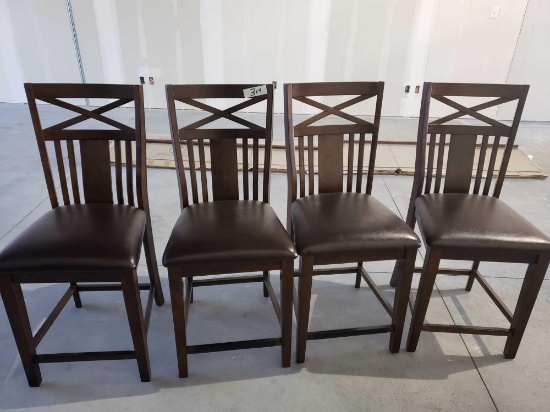 (4) high leather cushion chairs