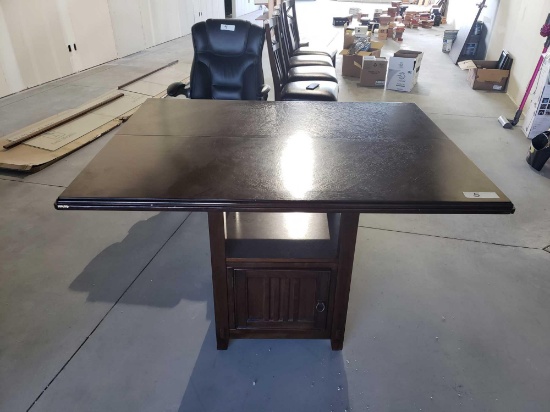 Dark walnut wood table with 12" leaf