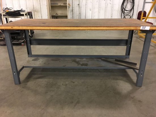 Metal and wood work bench