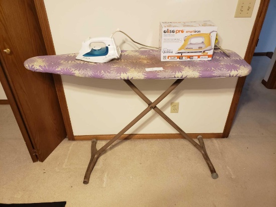 Ironing board with (2) Irons: Towenta Effective & Oliso Pro