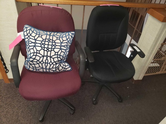 (2) Rolling office Chairs and pillow