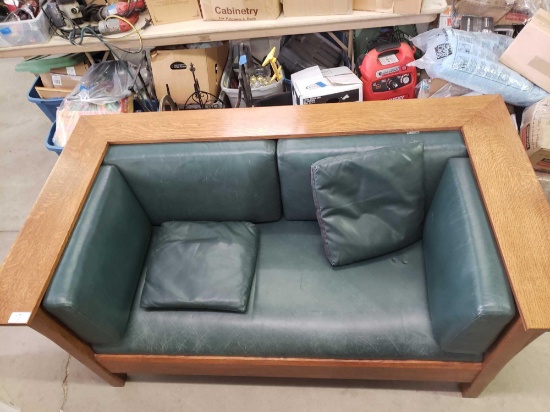 STICKLEY Wooden and Leather Sofa