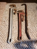 Large Pipe Wrenches and Crowbar