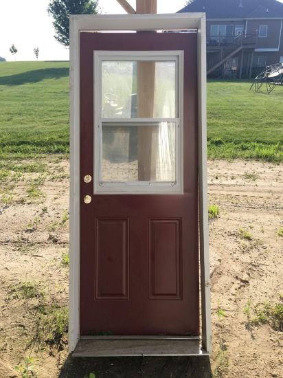 32 inch metal half glass door with Frame glass slider glass insert