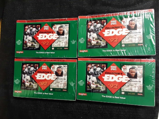 4 unopened boxes of NFL collectors Edge 1992 rookie update football cards