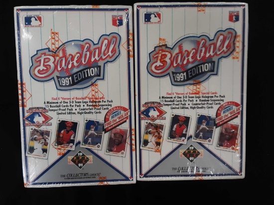 Two unopened boxes 1991 Collector's Choice Upper Deck baseball cards