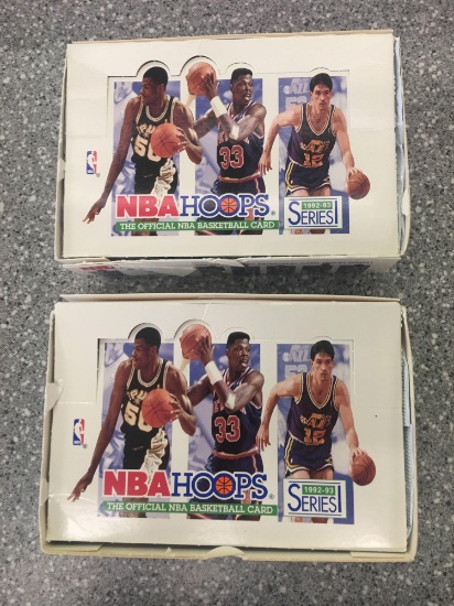2x-1992-93 NBA Hoops Basketball Cards sealed packs inside