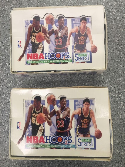 2x-1992-93 NBA Hoops Basketball Cards sealed packs inside