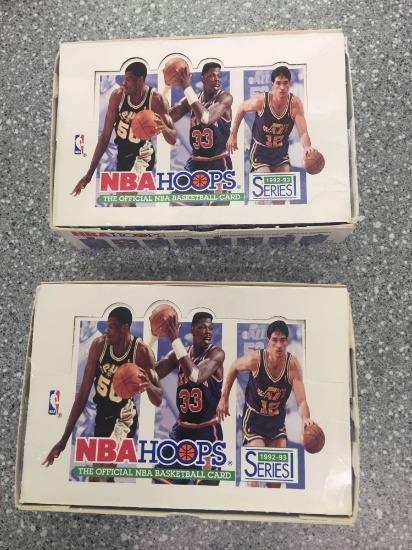 2x-1992-93 NBA Hoops Basketball Cards sealed packs inside