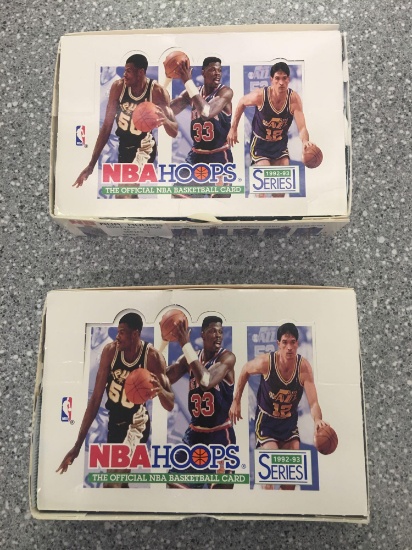 2x-1992-93 NBA Hoops Basketball Cards sealed packs inside