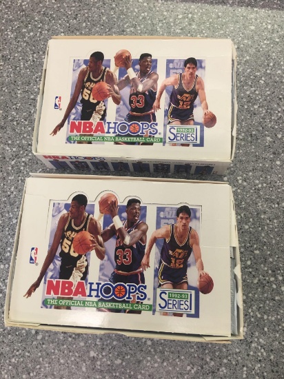 2x-1992-93 NBA Hoops Basketball Cards sealed packs inside