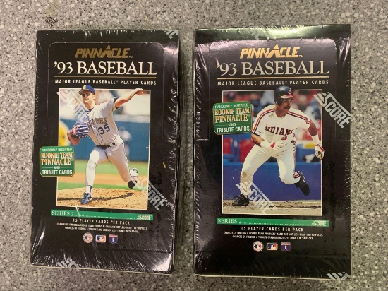 2x-1993 Pinnacle Baseball Cards Series 2 sealed boxes with single packs inside
