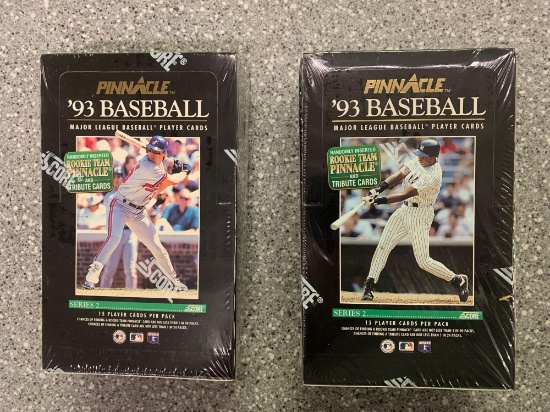 2x-1993 Pinnacle Baseball Cards Series 2 sealed boxes with single packs inside