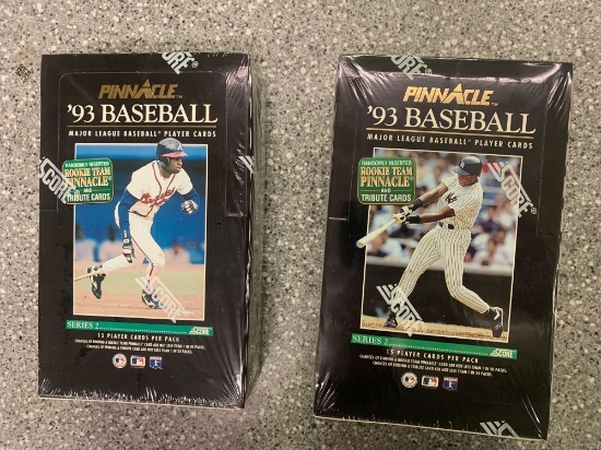 2x-1993 Pinnacle Baseball Cards Series 2 sealed boxes with single packs inside