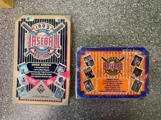 2x-1992 Upper Deck Baseball Cards Jumbo Pack and High Series Edition Sealed packs of Cards unopened