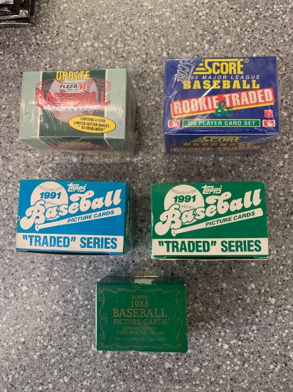 5x-1988 Topps UK Series, 1991 Topps traded Series, 1992 Fleer Update Sealed, And Score 1992 Rookie