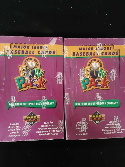 Two unopened boxes major league baseball cards 1993 Upper Deck Fun Pack