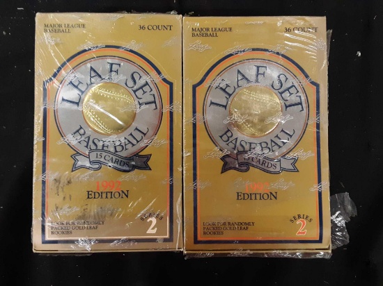 Two unopened boxes of Major League Baseball Leaf set 1991 series 2 cards